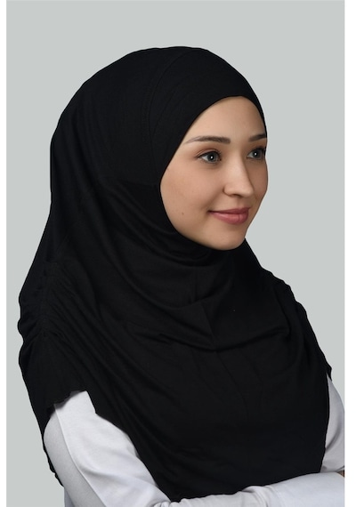 Altobeh Hazır Türban Büzgülü Pileli Pratik Eşarp Tesettür Hijab - Namaz Örtüsü - Siyah