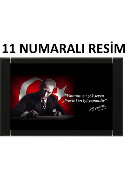 90X140 Cm Deri Çerçeveli Atatürk Resimli Makam Panosu
