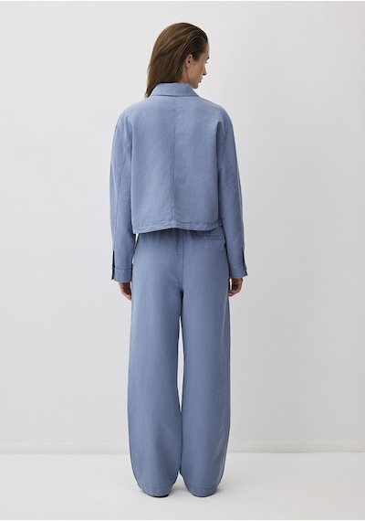 Mavi - Beli Bağcıklı Tencel Lyocell Karışımlı Mavi Pantolon 1011012-83767 Mavi