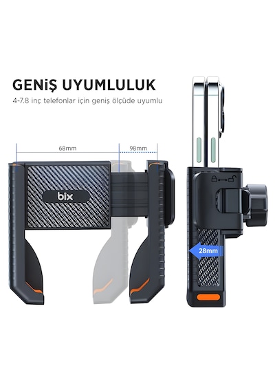 Bix Bph01 Gidon Bağlantılı Bisiklet Motosiklet Telefon Tutucu