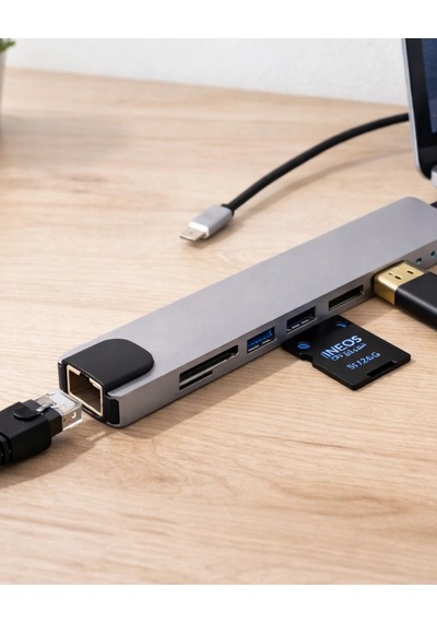 Bay Çok Fonksiyonlu Type C Hub Usb Hdmı Ethernet Kart Okuyucu Najmaddin