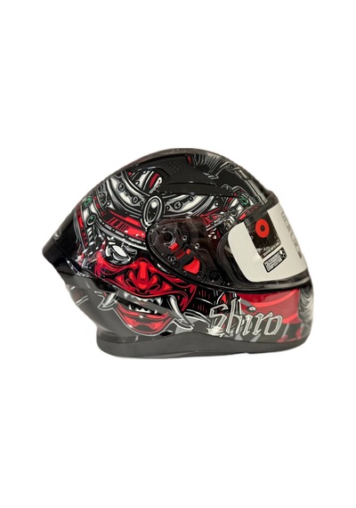 Shiro Katana Sv Samurai Kapalı Kask Kırmızı - Siyah
