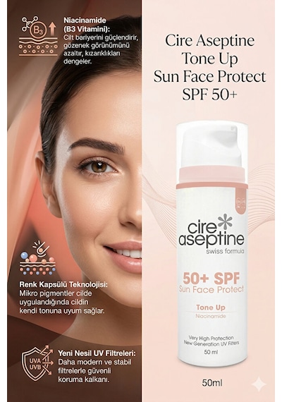 Sun Face Protect Tone Up Ton Dengeleyici 50 Spf Yüz Güneş Koruyucu Krem 50 Ml