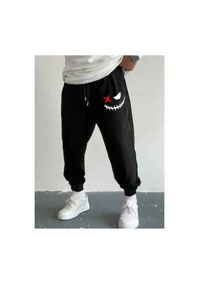 Tarzsokak Hypemode Expression Print Drawstring Waist Eşofman Altı Siyah