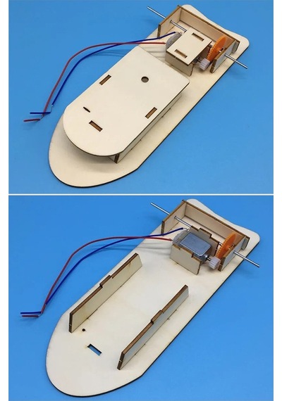 Gemi Deney Seti 1 Paket Gemi Maketi Dc Motor Ahşap Gemi Tekne Pilli Deney Bilim Okul Hobi Etkinlik