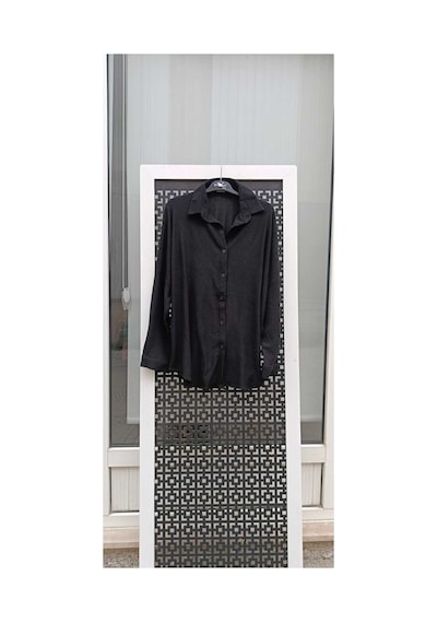 Çınar Boutique Bürümcük Gömlek Siyah Siyah