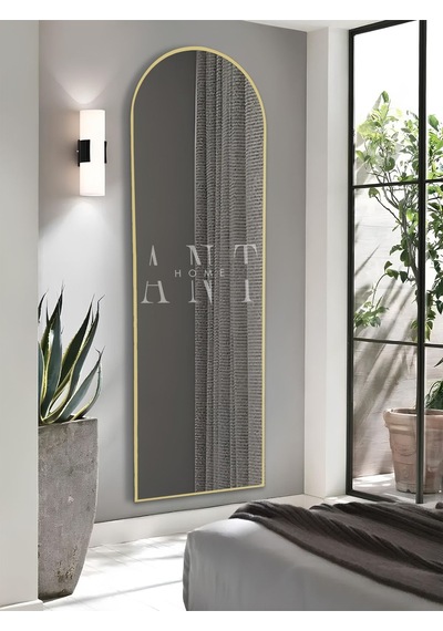 Dekoratif Ayna Oval Boy Ayna Duvar Aynası 180x60 Cm 180 X 60 Gold Antno25g Gold