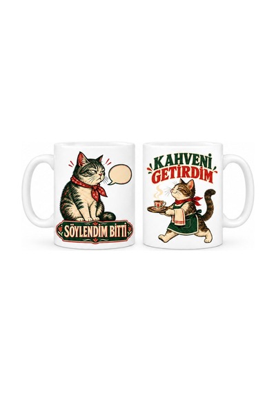 Kahve Barışı 2'li Porselen Kupa Seti - Model 804 Altın
