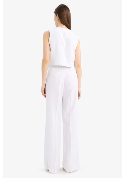 DeFacto Wide Leg Keten Karışımlı Palazzo Pantolon Yüksek Bel Geniş Bol Paça Pensli Cepli A1922AX25SMWT34 DeFacto Wide Leg Keten Karışımlı Palazzo Pantolon Yüksek Bel Geniş Bol Paça Pensli Cepli A1922AX25SMWT34