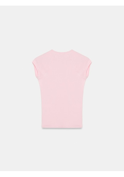 Dilvin 32894 V Yaka Fit T-shirt-toz Pembe