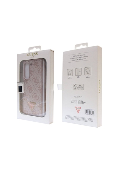 Galaxy Z Fold 5 Uyumlu Kılıf Guess Lisanslı Pu Deri Taşlı Üçgen Logo 4g Desenli Strass Siyah