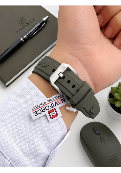 Naviforce Silokon Kordon Dijital & Analoğ Mekanizma Bileklik Hediyeli 3 Atm Erkek Kol Saati Nf9264.3 Gri