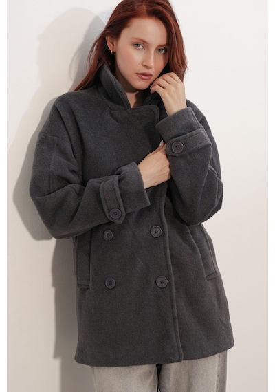 Hiccup Bdart Rahat Fit Şal Yaka Düğmeli Kaban Gri