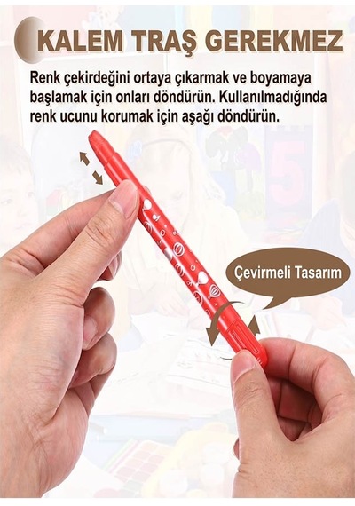 Çevirmeli Jel Mum Boya 12 Renk 1 Adet Masis Plastik Kutulu 12 Li Mum Boya Kalemi Silinebilir Zararsız Yıkanabilir Çok Renkli