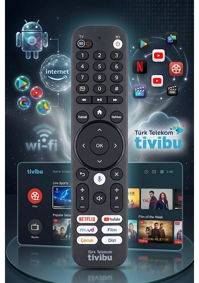 Türk Telekom Tivibu Android Kutusu Kumandası Netflix & Youtube Tuşlu