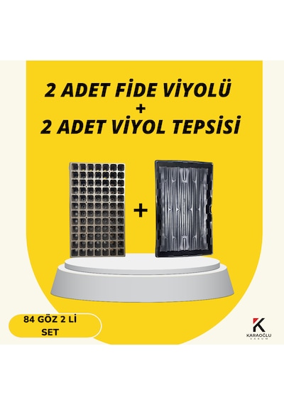 2 Adet Fide Viyolü + 2 Adet Viyol Tepsisi Set Fidelik Fide Yetiştirme Seti Seçimli 84 Göz Kare
