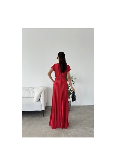 Store Kayık Yaka Elbise Kollu Kısa Maxi Kuşaklı Mor - 935902008 Mor