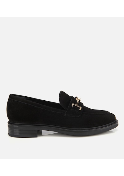 Hotiç Kadın Süet Deri Siyah Tokalı Klasik Loafer
