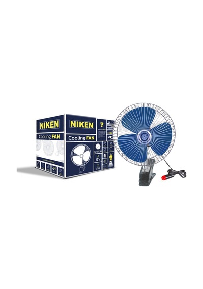 Niken Araç İçi Vantilatör Mavi Mandallı 12volt 10 İnç Niken Dc12v