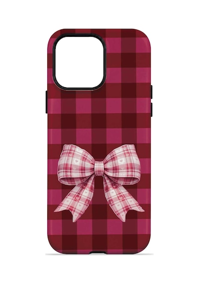 Velvoria Valestra Cherry Gingham Bow Apple iPhone Uyumlu 14 Pro Magsafe Koruma Kılıfı Valestra Magline - Cherry Gingham Bow