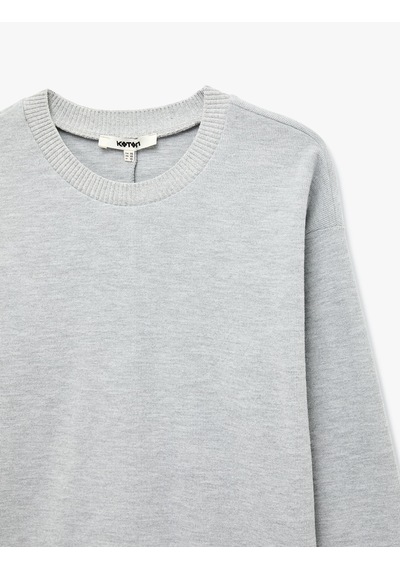 Koton Regular Fit Uzun Kollu Bisiklet Yaka Basic Sweatshirt Gri 7wak10006ek