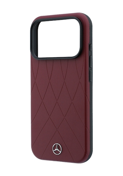 Apple Uyumlu iPhone 18 Pro Max Kılıf Mercedes Benz Lisanslı M-safe Uyumlu 3d Metal Logolu Crossed Lines Bordo