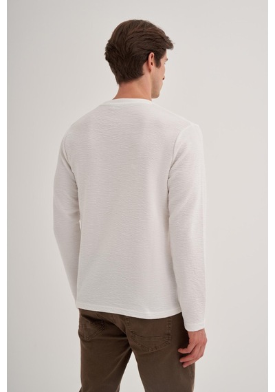 Cazador 50690 Erkek Bisiklet Yaka Sweatshirt Ekru