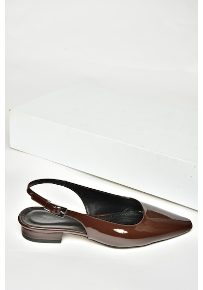 Fox Shoes U404602208 Kahverengi Rugan Alçak Topuklu Kadın Ayakkabı Kahverengi