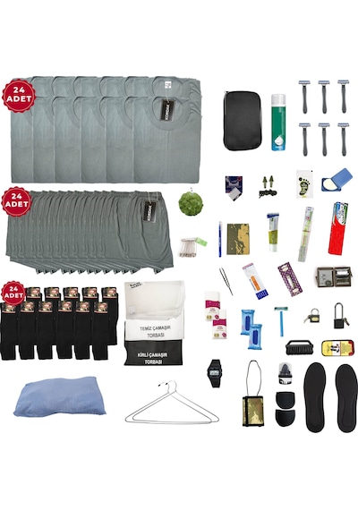 Havacı 24'lü Full Bedelli Askerlik Seti - Havacı Asker İç Çamaşırı - 115 Parça Askeri Ürün Çok Renkli