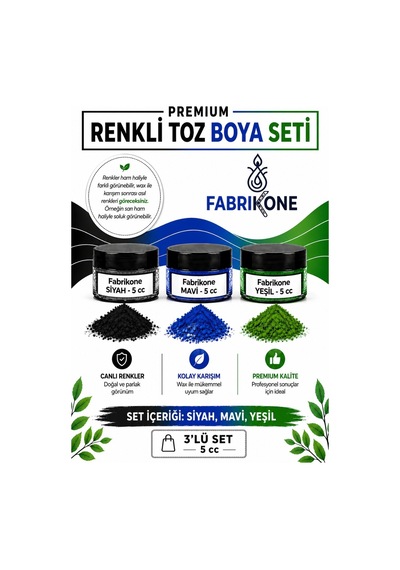 3'lü Set Premium Parafin Soya Wax Toz Mum Boyası Hobi Seti - 5 Cc Siyah, Mavi, Yeşil Bkfab3smy5g Karışık