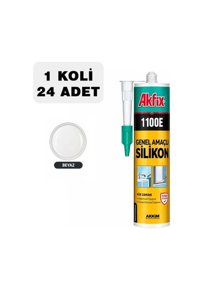 Akfix Genel Amaçlı Silikon 280g, Beyaz, 1 Koli 24 Adet
