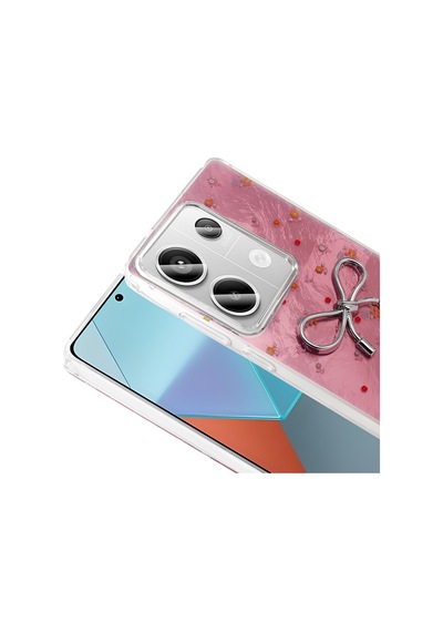 Xiaomi Redmi Note 13 Pro 4g Kılıf Kamera Korumalı Figürlü Zore Ponti Silikon Kapak Açık Pembe