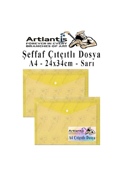 Sarı A4 Çıtçıtlı Dosya Şeffaf Renkli Zarf Dosya 2 Adet Çıt Çıtlı Dosya Su Geçirmez 100 Yaprak Kapasite