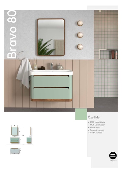 Evros Bravo 80 Cm Banyo Dolabı Mavi