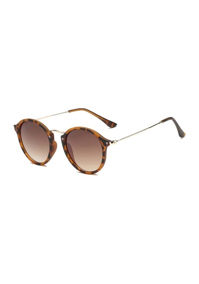 Leopar-kahverengi Yuvarlak Lentes De Sol Vintage&retro Güneş Gözlüğü Altın - Yeşil