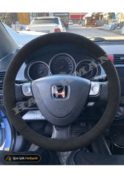 Honda Jazz Dikme Direksiyon Kılıfı Alcantara Süet Monza Black Gd Elite-sport- F1 Vites 2005-2008 Siyah