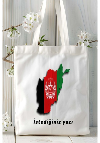 Art Hediye Afganistan Bayrak Baskılı Bez Çanta Omuz Çantası Model Çok Renkli