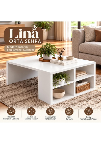 Lina Orta Sehpa Beyaz / Beyaz
