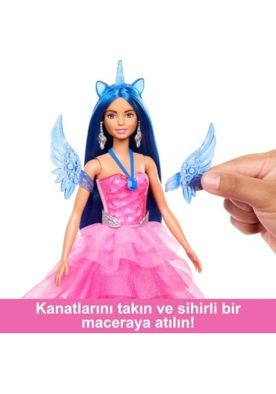 65. Yıla Özel, Mavi Saçlı, Pembe Elbiseli Bebek İle Safir Kanatlar Gibi Aksesuarlar, Hrr16 Genel