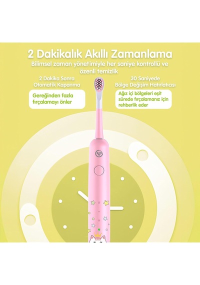 Nicefeel X500 Çocuklar İçin Dakikada 39600 Titreşim,şarjlı Sonic Profesyonel Diş Fırçası Pembe
