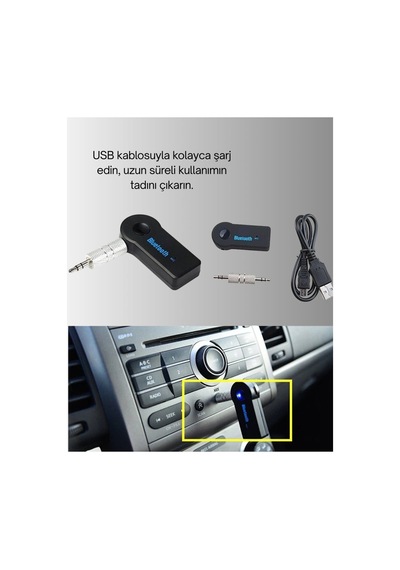 Araç İçi Bluetooth Aux Müzik Ve Telefon Görüşmesi Adaptörü - Hs08378003-6208