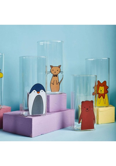 Perottii Animals 6'lı Bardak Seti - Şeffaf - 400 Ml Renkli