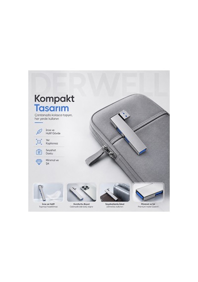 Usb Hub 3 Port Çoklayıcı Çoğaltıcı Dağıtıcı Dönüştürücü Metal Kasa Yüksek Hızlı 5gbps Veri Aktarımı, Usb 3.0 Destekli, Windows Macos Linux Android Uyumlu, Tak Çalıştır Akıllı Korumalı Adaptör