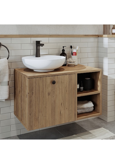 Lavabolu Mdf 75 Cm Çekmeceli Atlantik Çam Banyo Dolabı Atlantik Çam