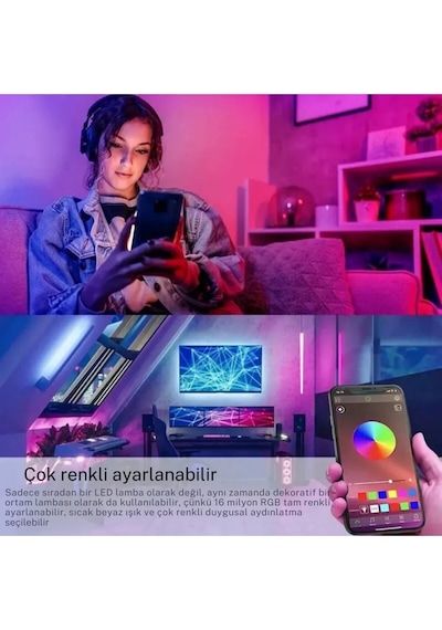 Akıllı Ampül 9w Mobil Uygulama Kontrollü Rgb Renkler Gece Lambası Çocuk Odası Dekoratif Diğer