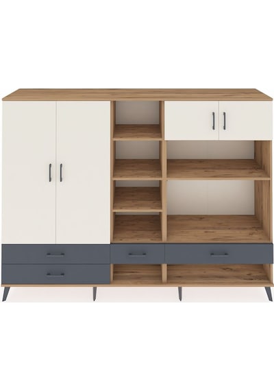 Hyperion Dolap 12 Raflı 4 Çekmeceli 4 Kapaklı 220x44x163 Çam-ayta Çam-aytaşı/antrasit
