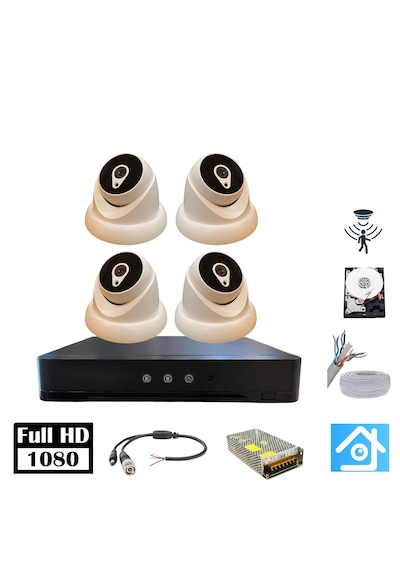 5mp Lens 1080p Dome 4 Kamera 250gb Hdd Güvenlik Kamerası Seti