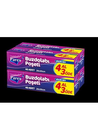 Parex Küçük Boy Buzdolabı Poşeti 40'lı 4 Paket 20 x 30 CM Parex Küçük Boy Buzdolabı Poşeti 40'lı 4 Paket 20 x 30 CM