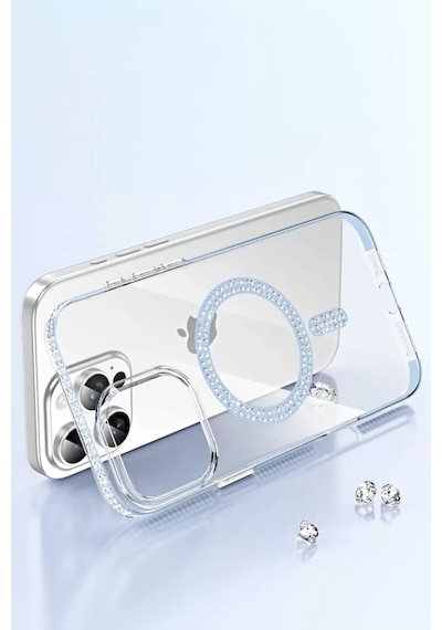 Joko Apple İphone 15 Pro Move Taşlı Magsafe Kapak - Gümüş