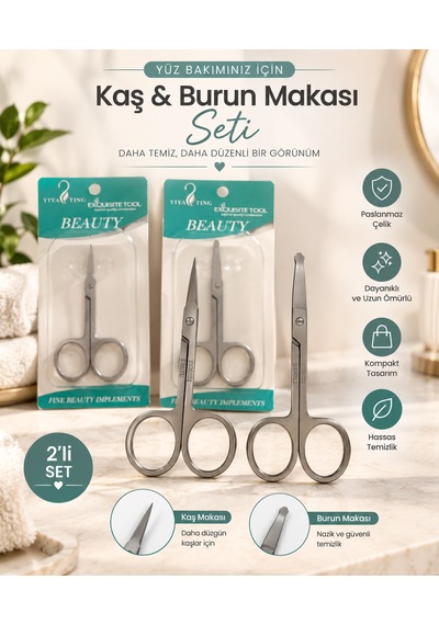 2 Adet Kaş Bıyık & Burun Kılı Kulak Kılı Kesme Kaş Makası